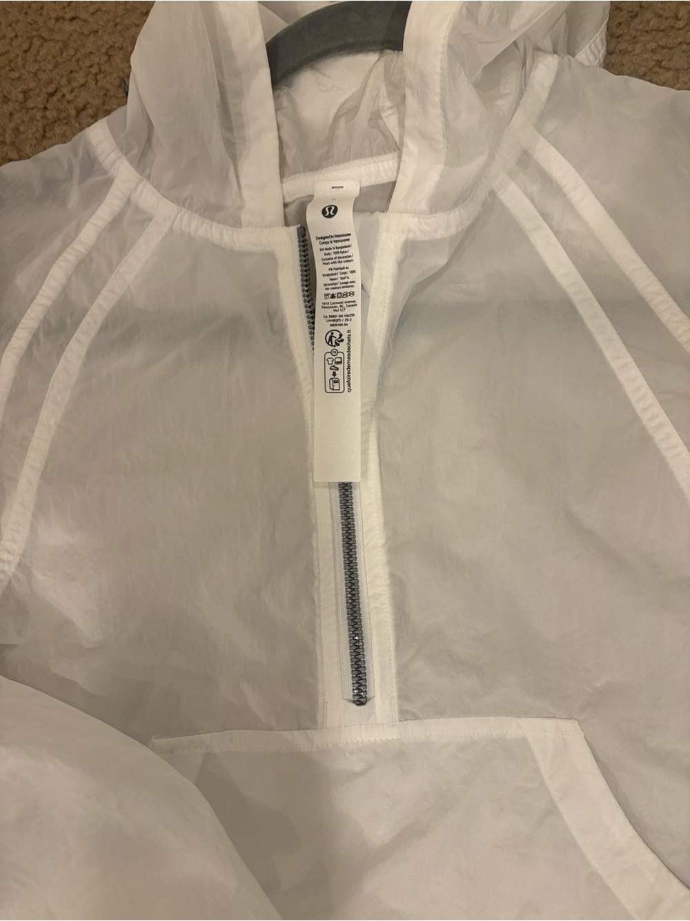 lululemon athletica White Hooded Sheer Jacket